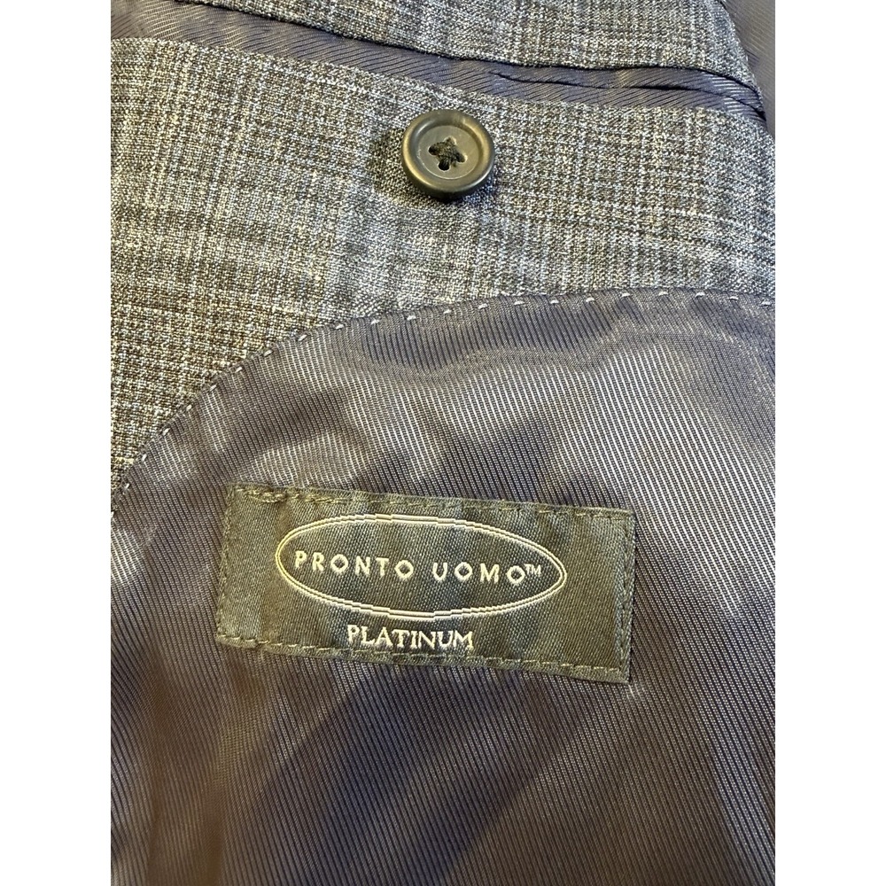 Pronto Uomo Platinum 40R Blue Plaid Sport Coat Wool Silk Linen 2 Button Blazer - Picture 6 of 14